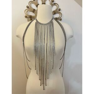 Express Y2K Rhinestone Collar/Shirt Necklace Body Jewelry